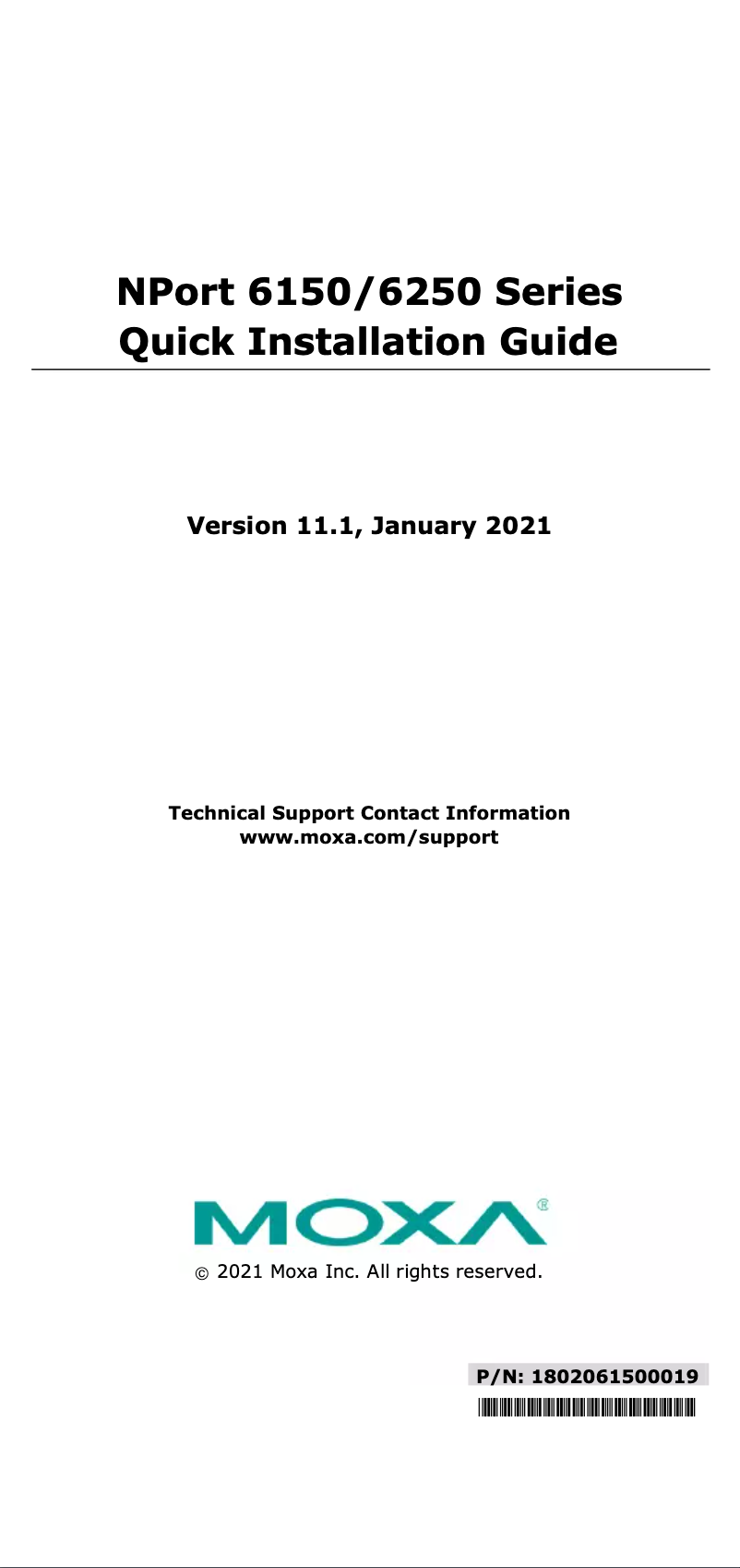 Page n°1 - Manuel utilisateur Moxa NPort 6250