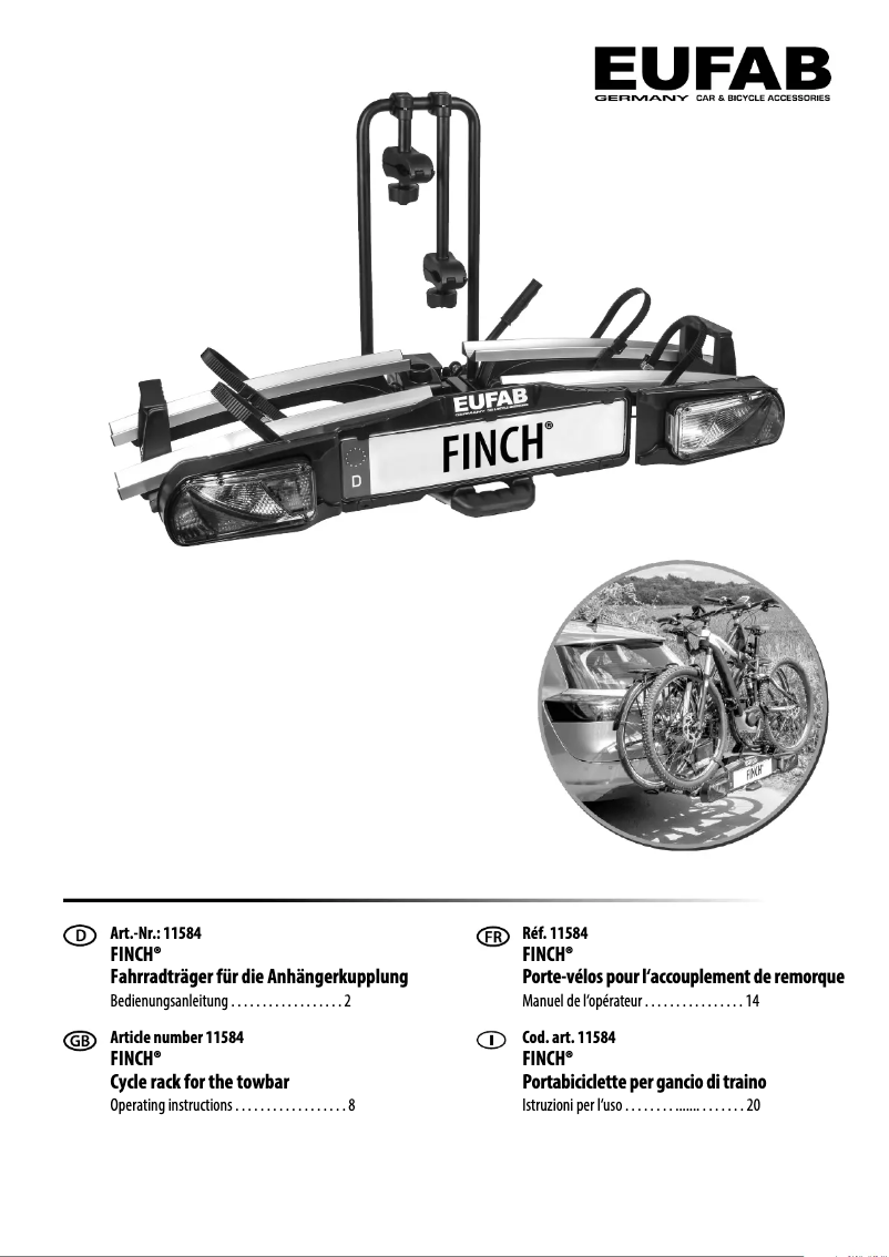 Página 1 del manual Manual de usuario Eufab FINCH 11584