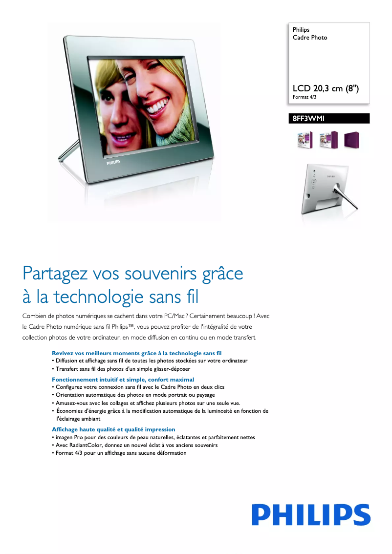 Page 1 de la notice Fiche technique Philips 8FF3WMI