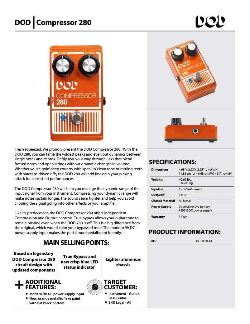 Page n°1 - Manuel utilisateur DOD Compressor 280