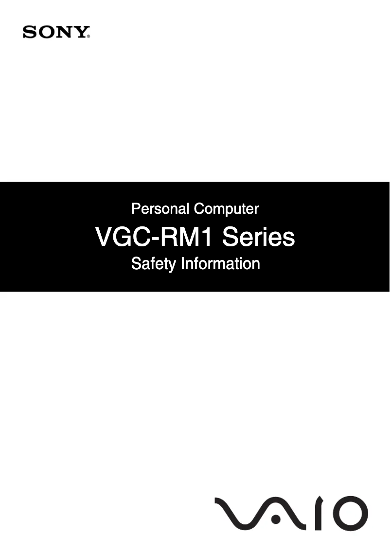 Page 1 de la notice Instructions de sécurité Sony Vaio VGC-RM1