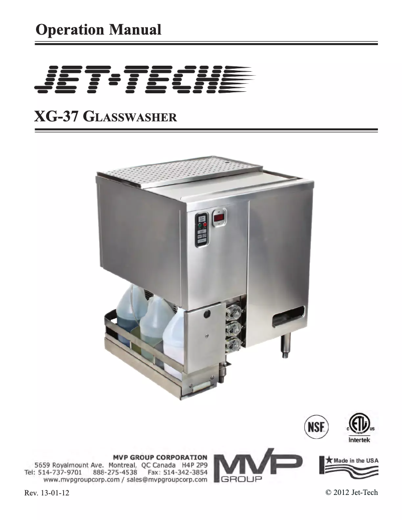Page 1 de la notice Manuel utilisateur Jet-Tech XG-37
