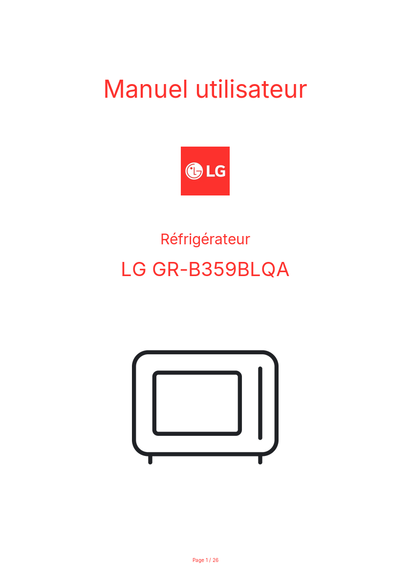 Page n°1 - Manuel utilisateur LG GR-B359BLQA