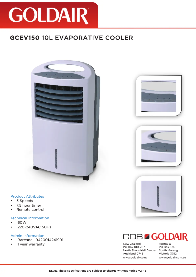 Image de la première page du manuel de l'appareil GCEV150