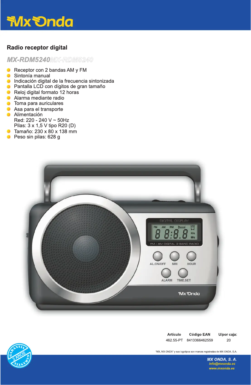 Page 1 de la notice Brochure Mx Onda MX-RDM5240