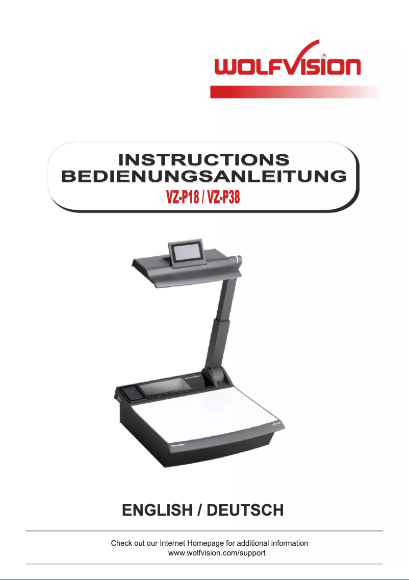 Page 1 de la notice Manuel utilisateur WolfVision VZ-P38
