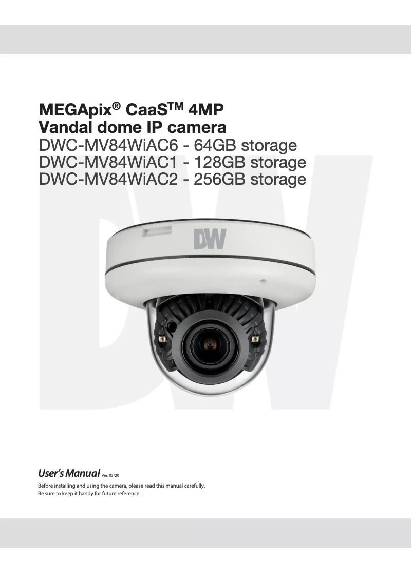 Page 1 de la notice Manuel utilisateur Digital Watchdog MegaPix CaaS DWC-MV84WIAC2