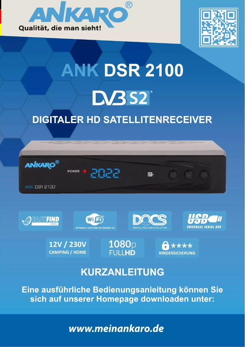 Page n°1 - Manuel utilisateur ANKARO ANK DSR 2100