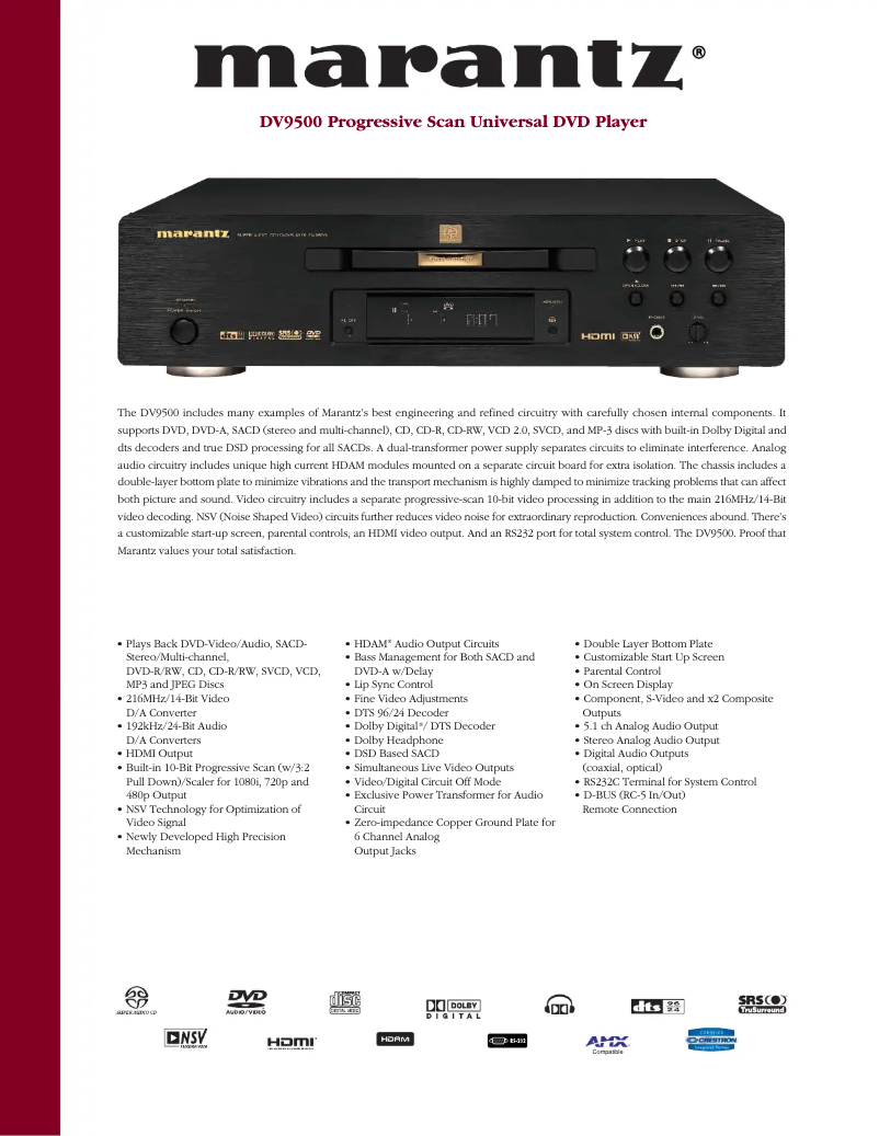 Page n°1 - Fiche technique Marantz DV9500