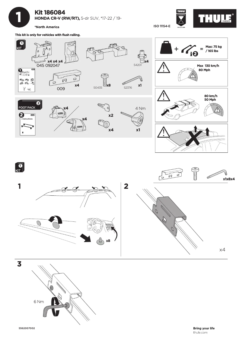 Page 1 de la notice Manuel utilisateur Thule Kit 186084