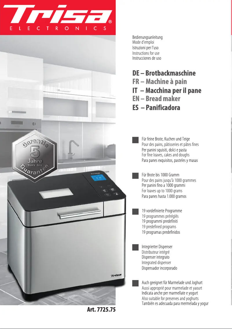 Image de la première page du manuel de l'appareil Gourmet 7725