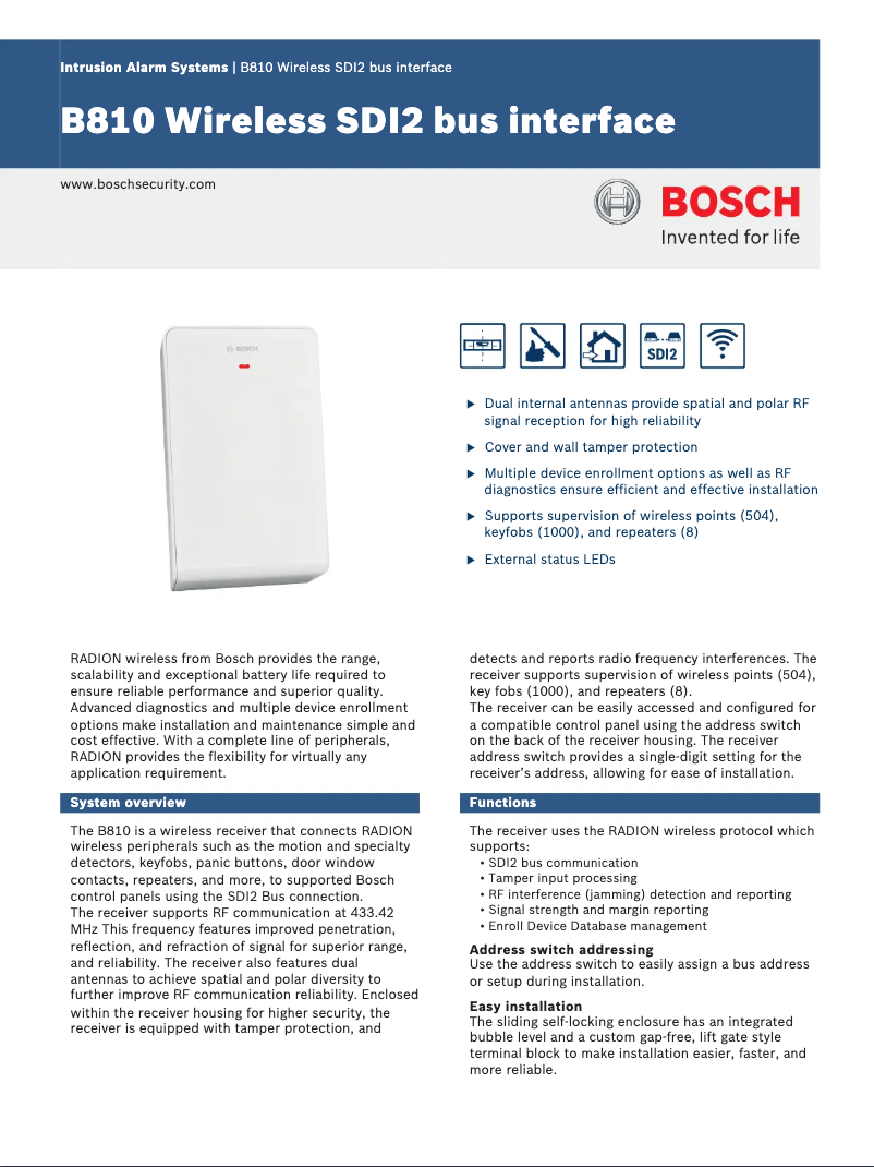 Page 1 de la notice Manuel utilisateur Bosch B810