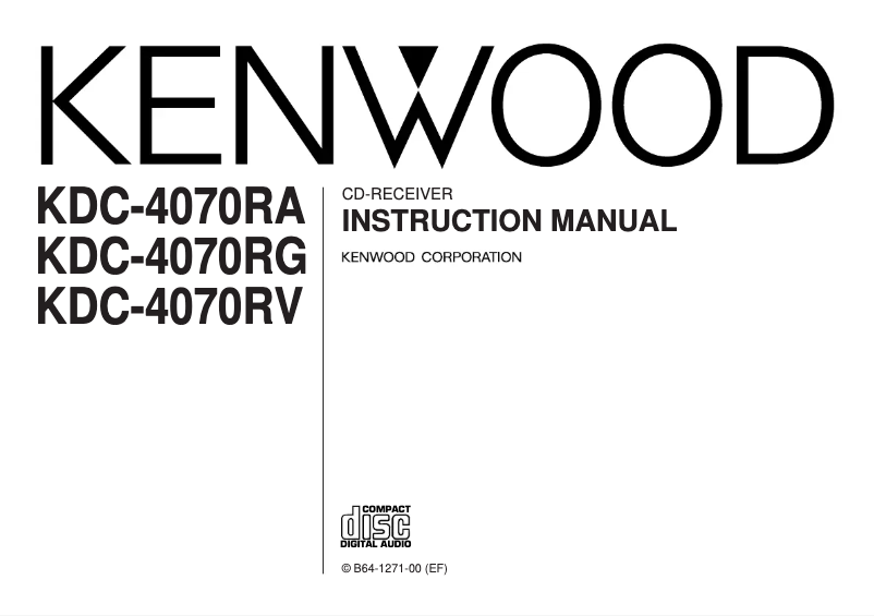 Page n°1 - Manuel utilisateur Kenwood KDC-4070RA