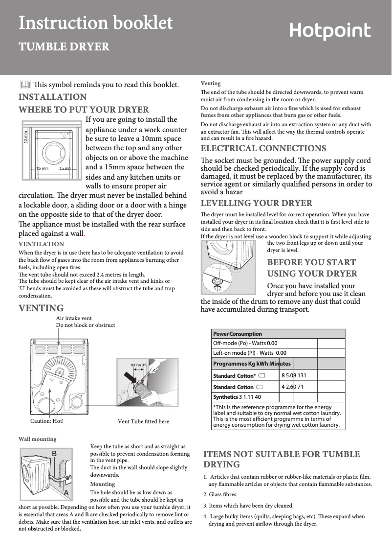 Page n°1 - Manuel utilisateur Hotpoint TVHM 80C P (UK)