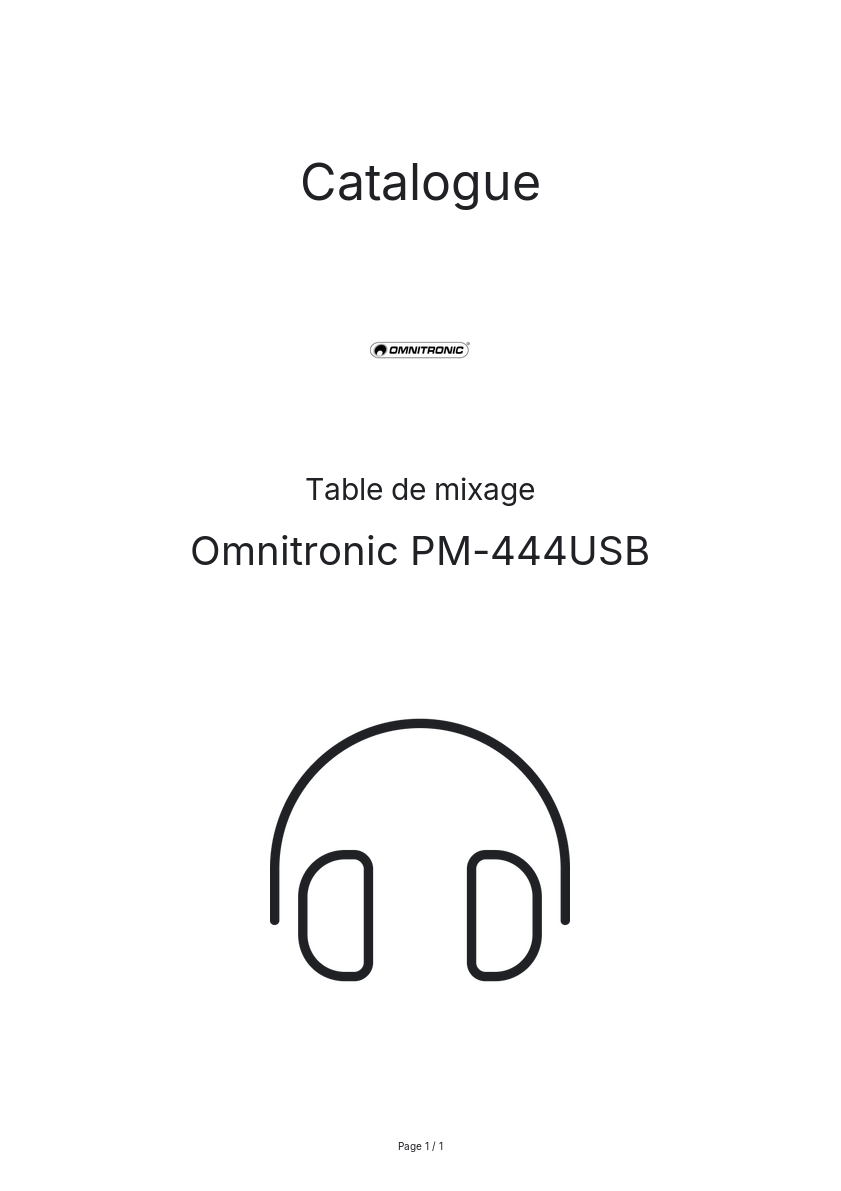 Page n°1 - Catalogue Omnitronic PM-444USB