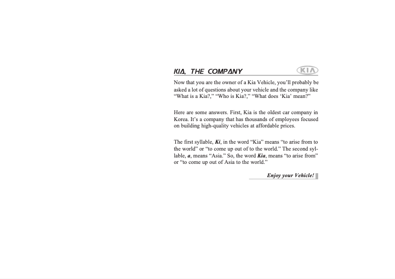 Page 1 de la notice Manuel utilisateur Kia Cerato (2005)