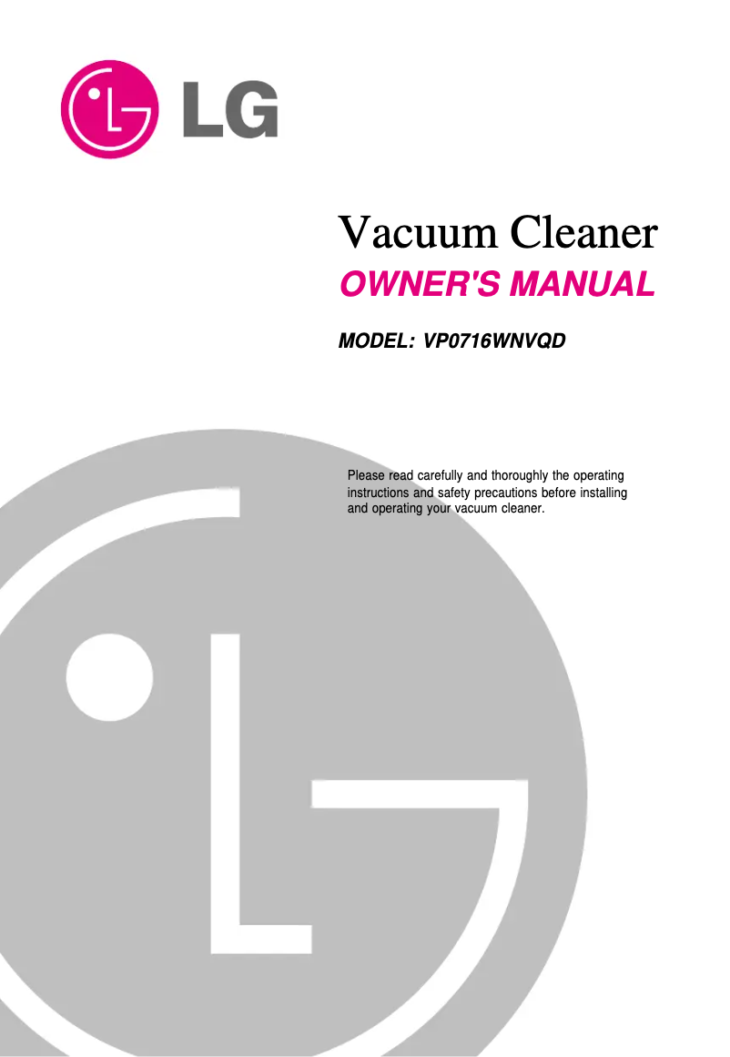 Page n°1 - Manuel utilisateur LG VP0716WNVQD