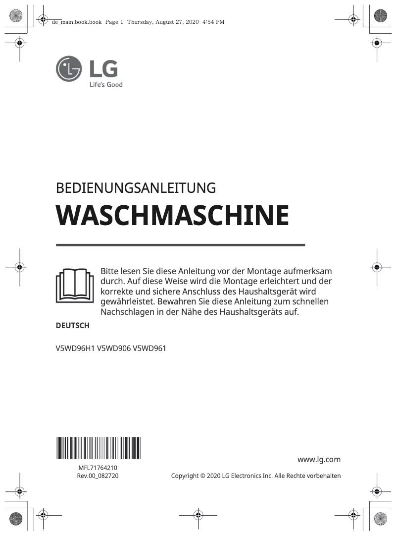 Page n°1 - Manuel utilisateur LG V5WD96H1