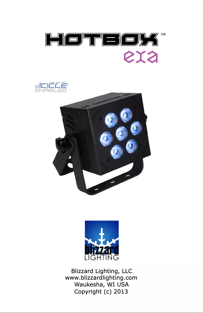 Page 1 de la notice Manuel utilisateur Blizzard HotBox EXA