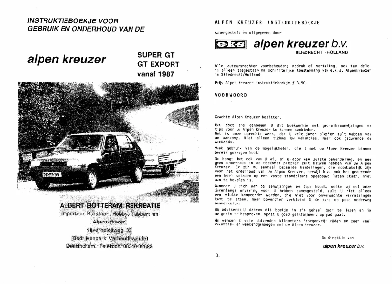 Page 1 de la notice Manuel utilisateur Alpen Kreuzer Super GT