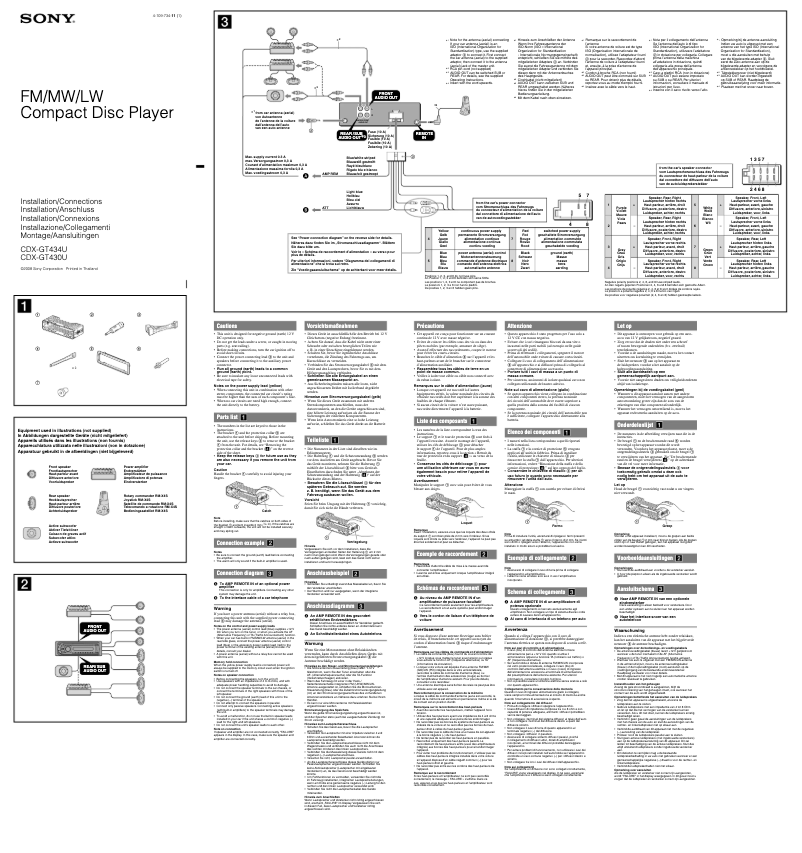 Image de la première page du manuel de l'appareil CDX-GT434U