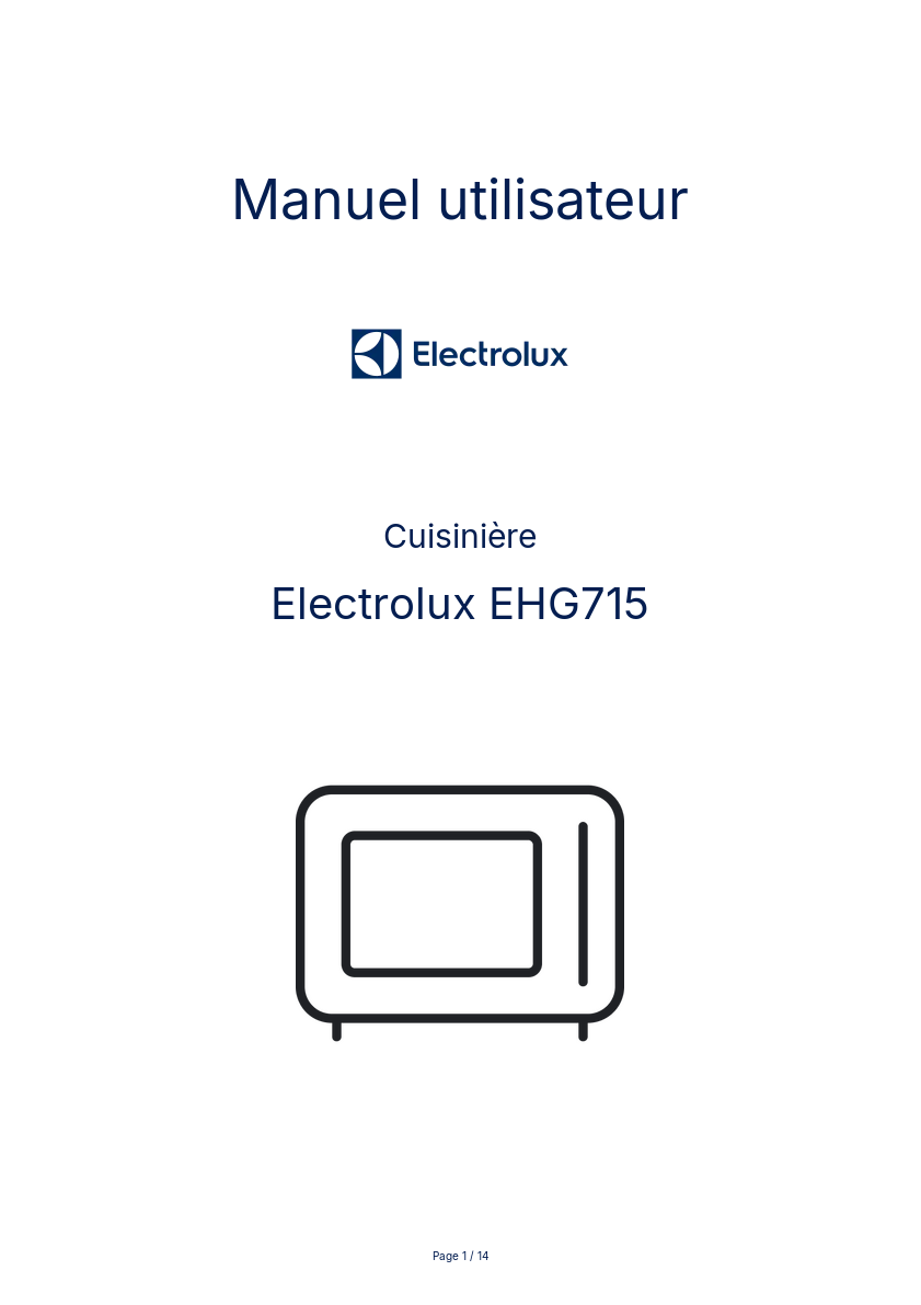 Page n°1 - Manuel utilisateur Electrolux EHG715
