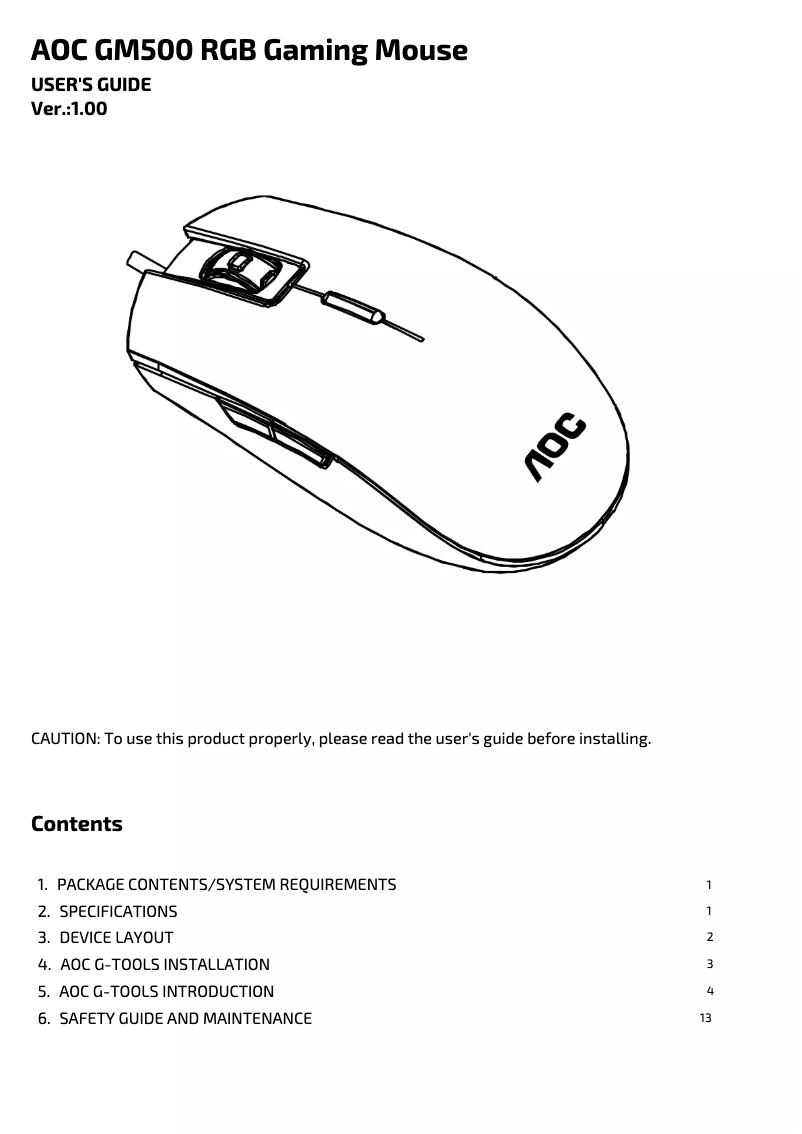 Image de la première page du manuel de l'appareil GM500