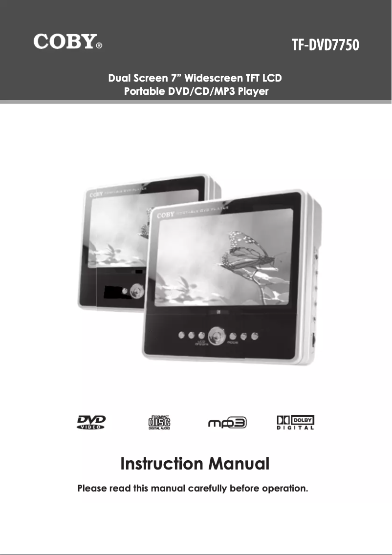 Page n°1 - Manuel utilisateur Coby TF-DVD7750