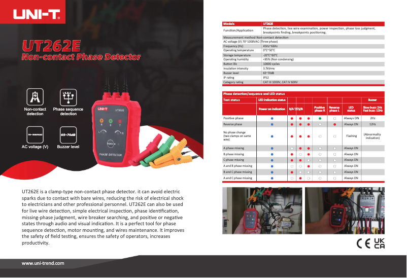 Page n°1 - Fiche technique Uni-T UT262E