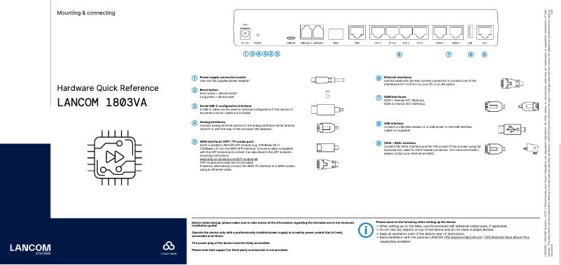 Page n°1 - Manuel utilisateur Lancom 1803VA