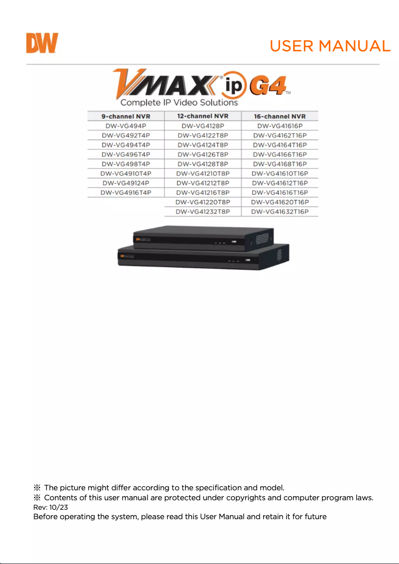 Page 1 de la notice Manuel utilisateur Digital Watchdog VMAX IP G4 DW-VG416