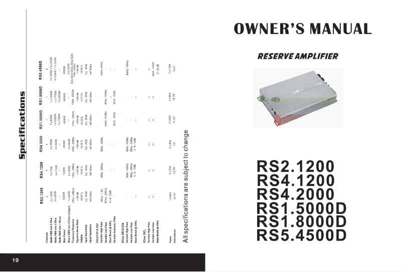 Page n°1 - Manuel utilisateur Soundstream RS2.1200