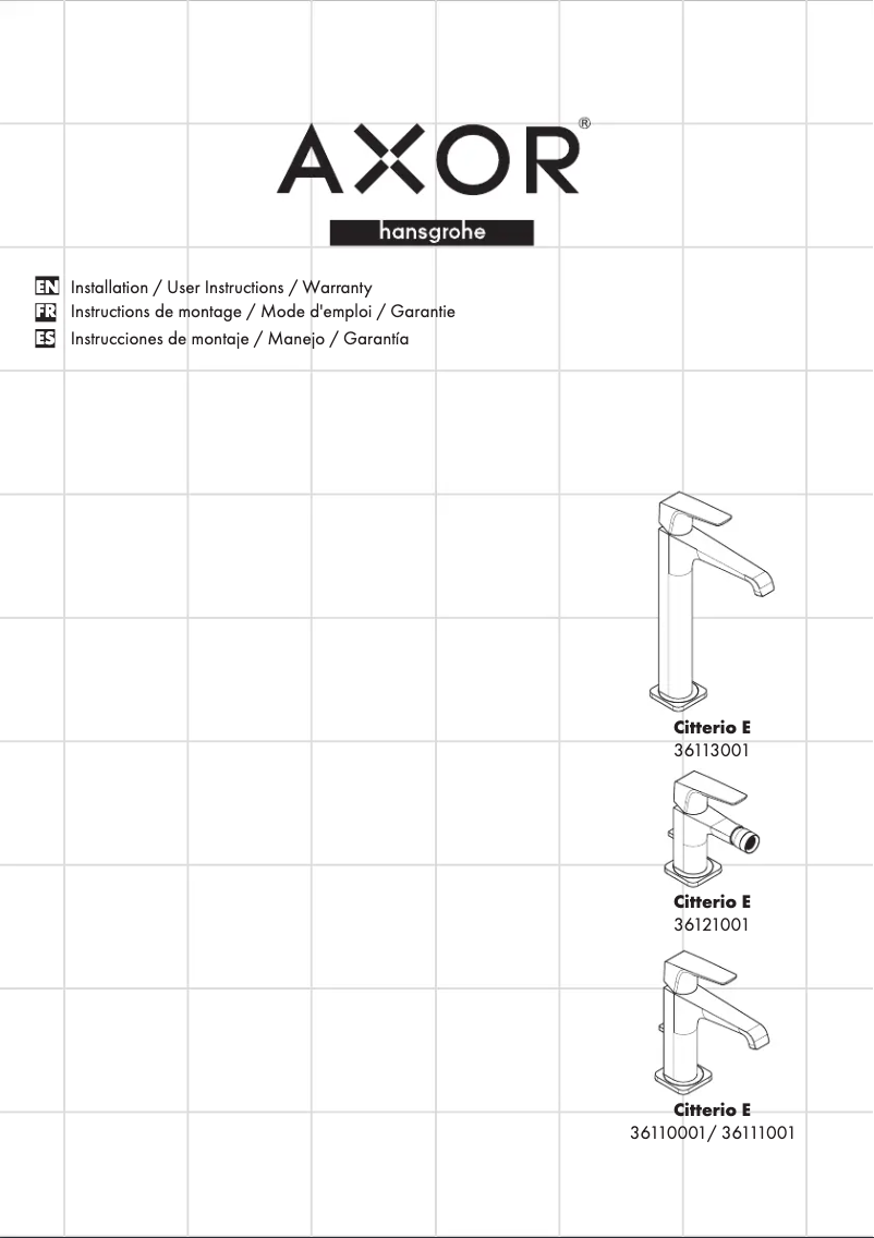 Page n°1 - Manuel utilisateur Axor Citterio E 36110001
