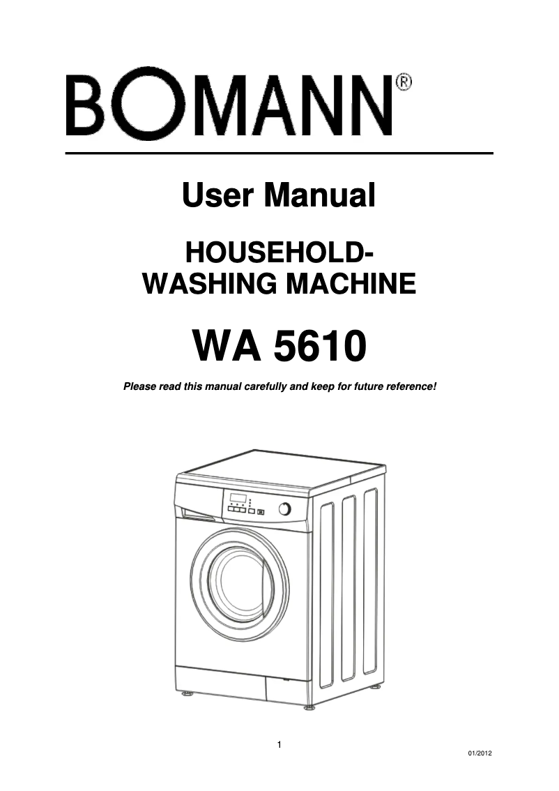 Page 1 de la notice Manuel utilisateur Bomann WA 5610
