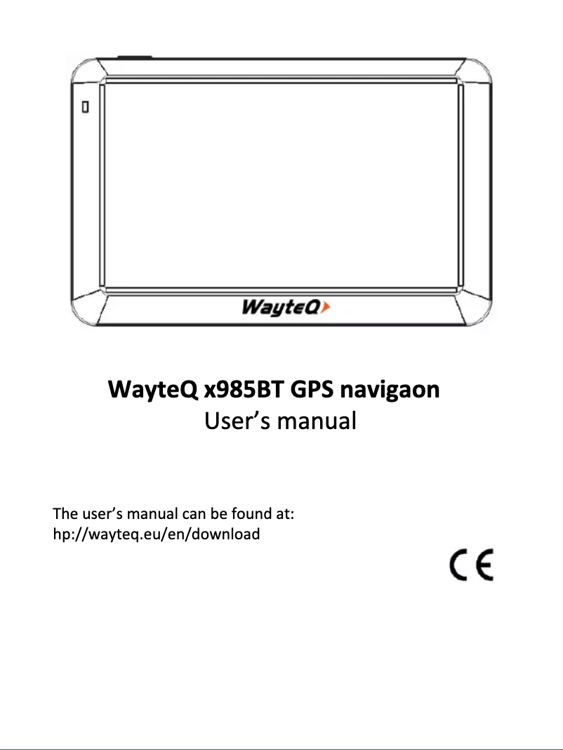 Page n°1 - Manuel utilisateur WayteQ x985BT