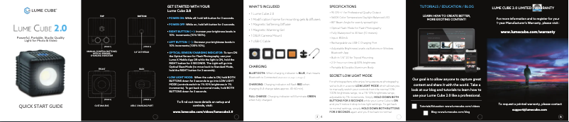 Image de la première page du manuel de l'appareil Lume Cube V2