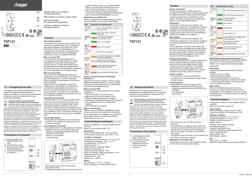 Page n°1 - Manuel utilisateur Hager TXF121