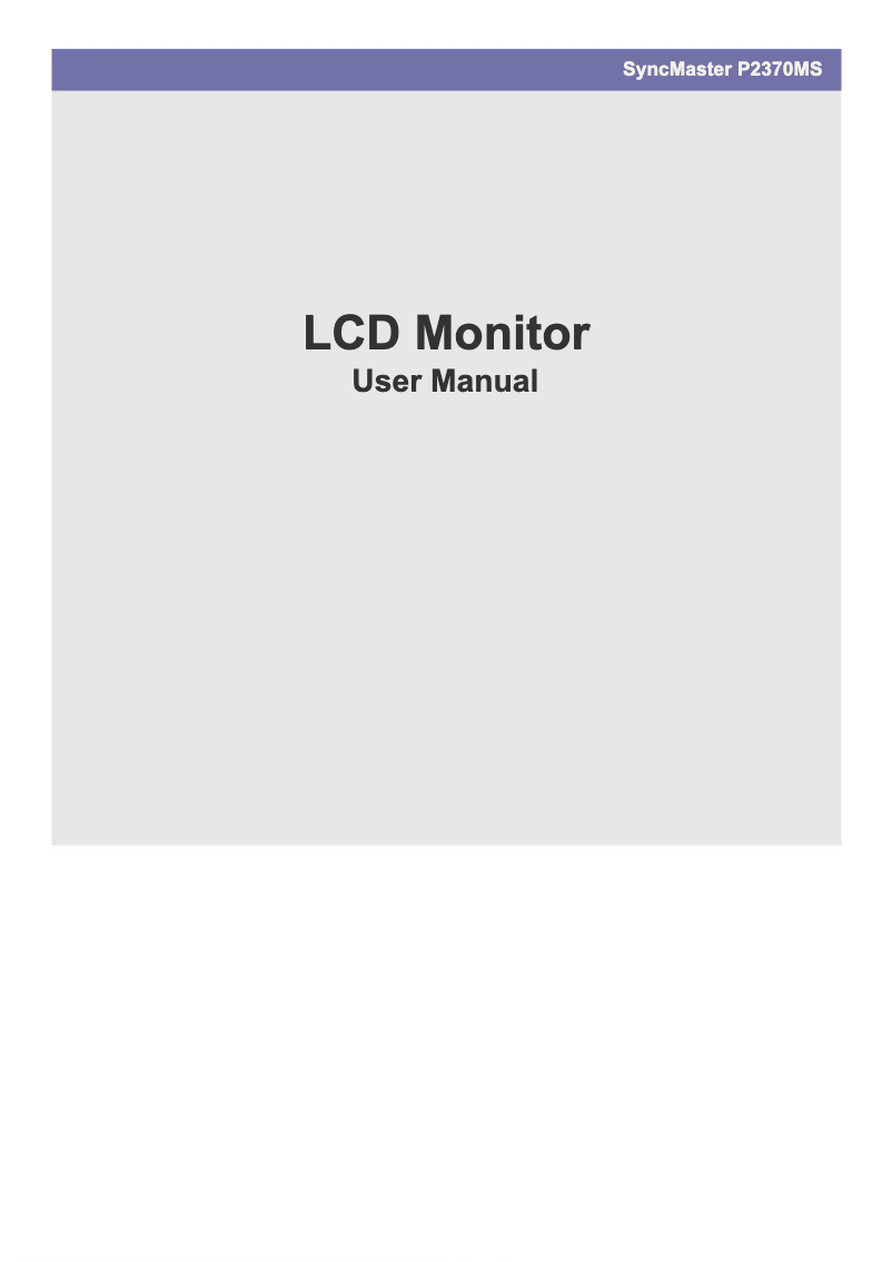 Image de la première page du manuel de l'appareil SyncMaster P2370MS