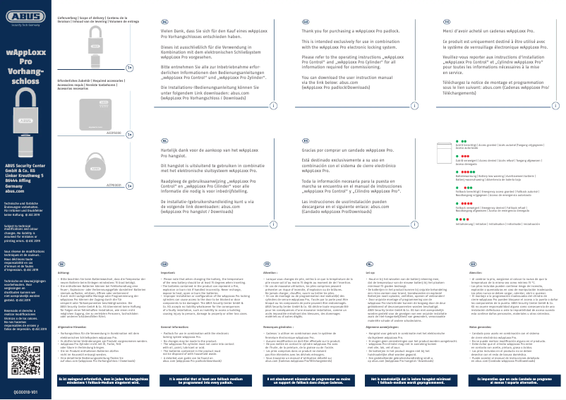 Image de la première page du manuel de l'appareil WLX-PRO-VH