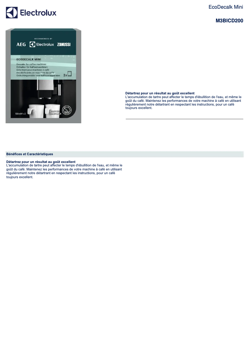 Page 1 de la notice Manuel utilisateur AEG M3BICD200