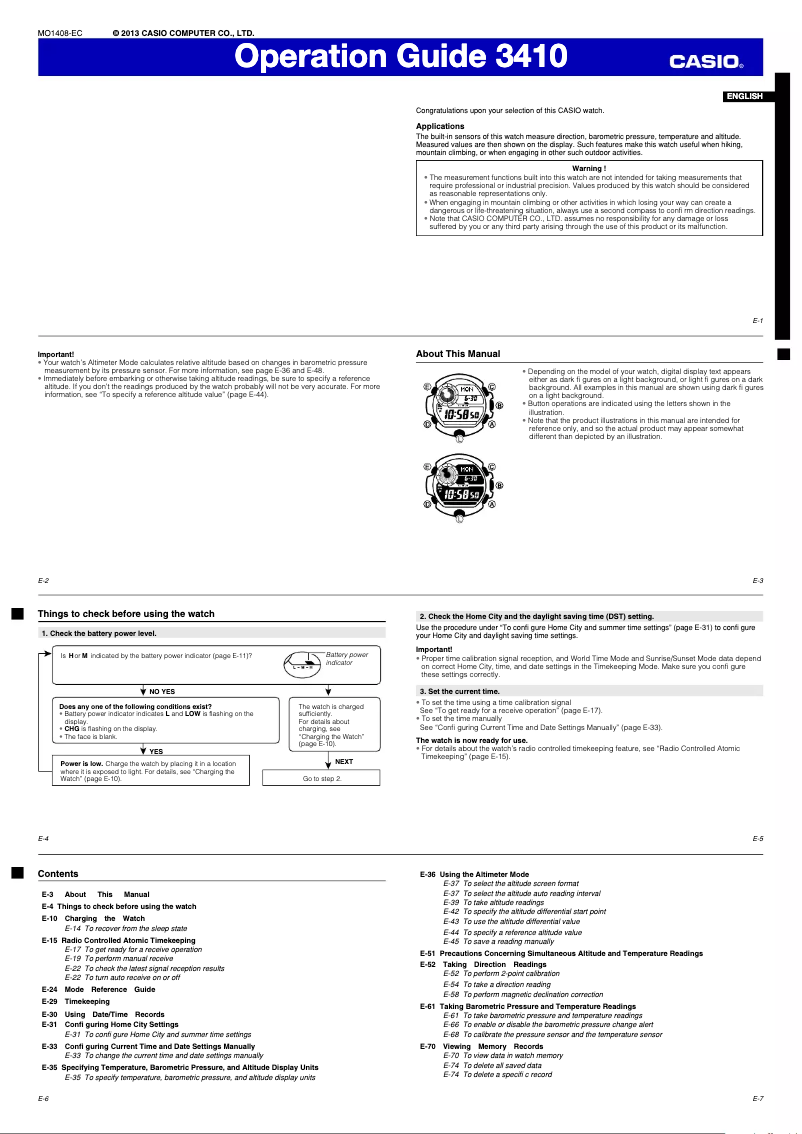 Page 1 de la notice Manuel utilisateur Casio G-Shock GW-9400-1B