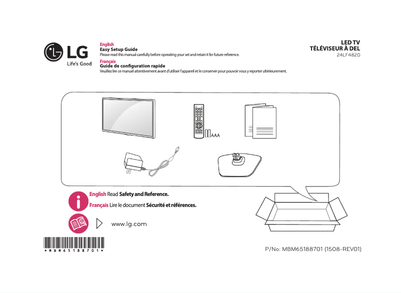 Page 1 de la notice Manuel utilisateur LG 24LF4820