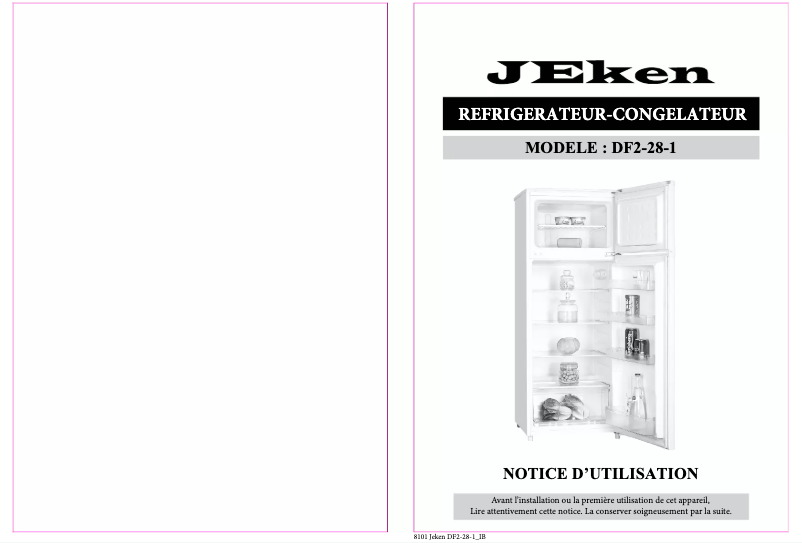 Page 1 de la notice Manuel utilisateur Jeken DF2-28-1