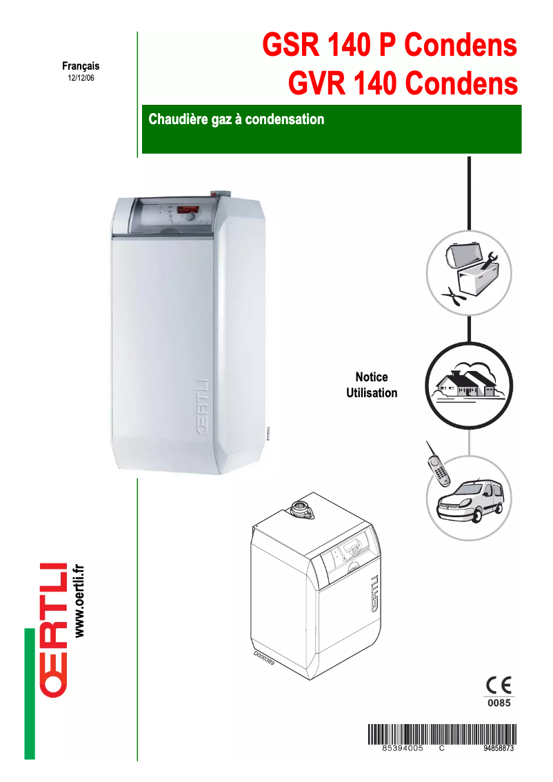 Page n°1 - Manuel utilisateur Oertli GVR 140 Condens