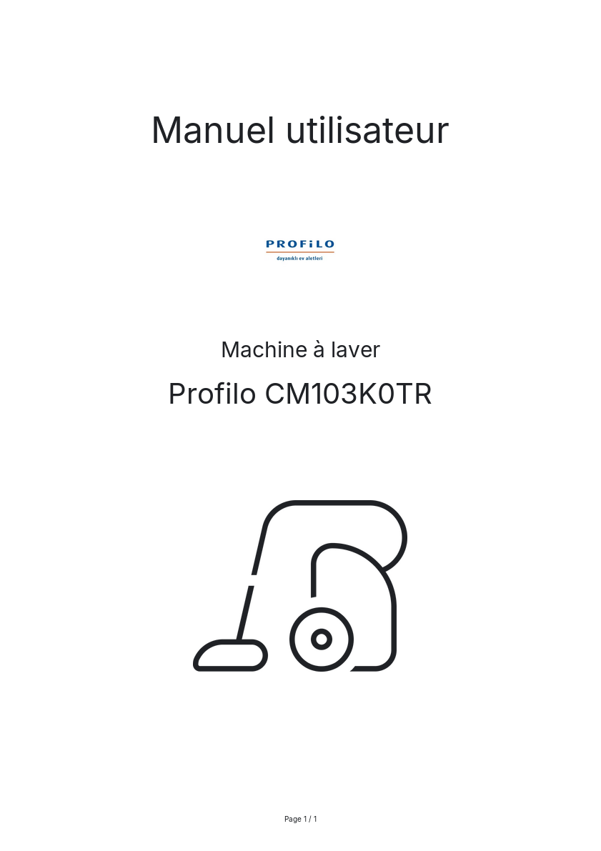 Page n°1 - Manuel utilisateur Profilo CM103K0TR