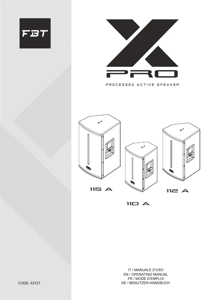 Page n°1 - Manuel utilisateur FBT X-PRO 110A