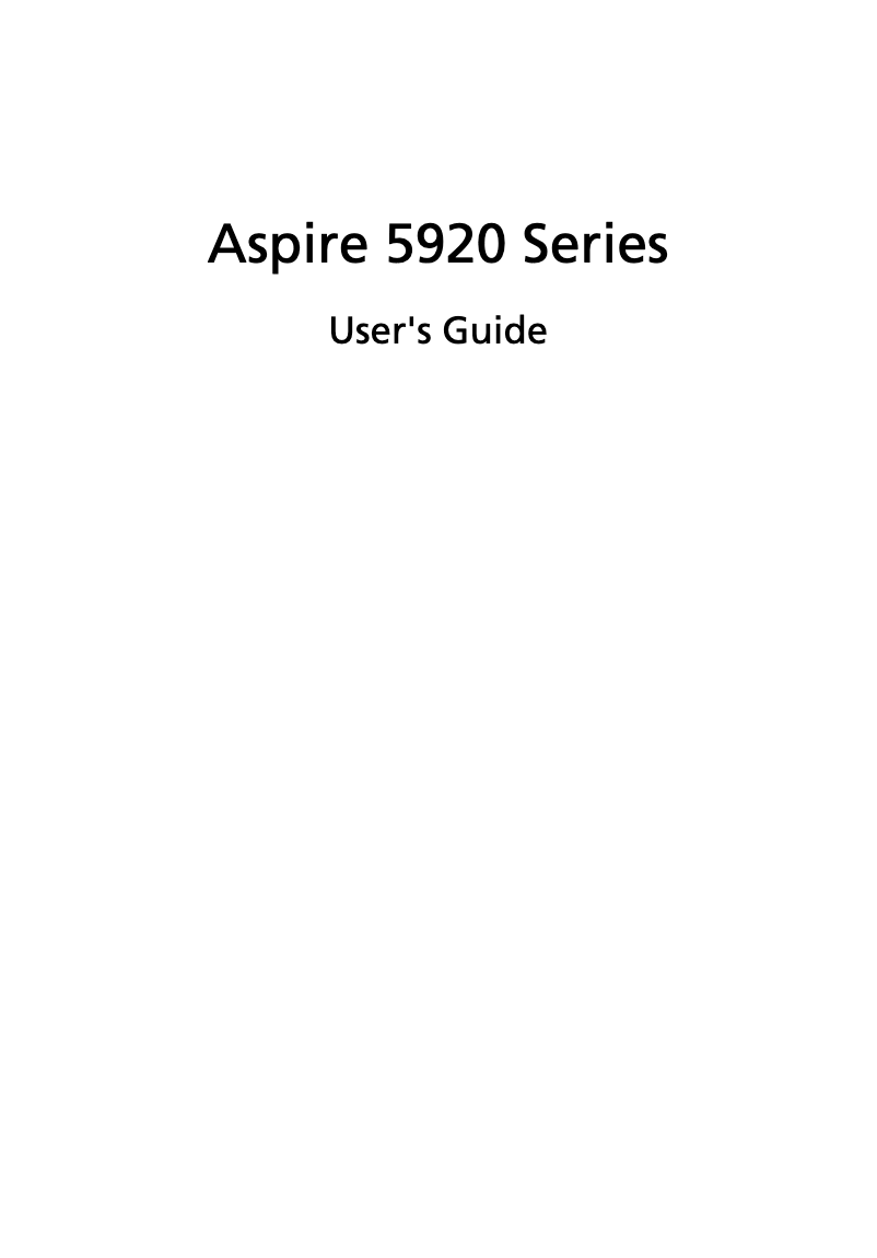 Page 1 de la notice Manuel utilisateur Acer Aspire AS5920G