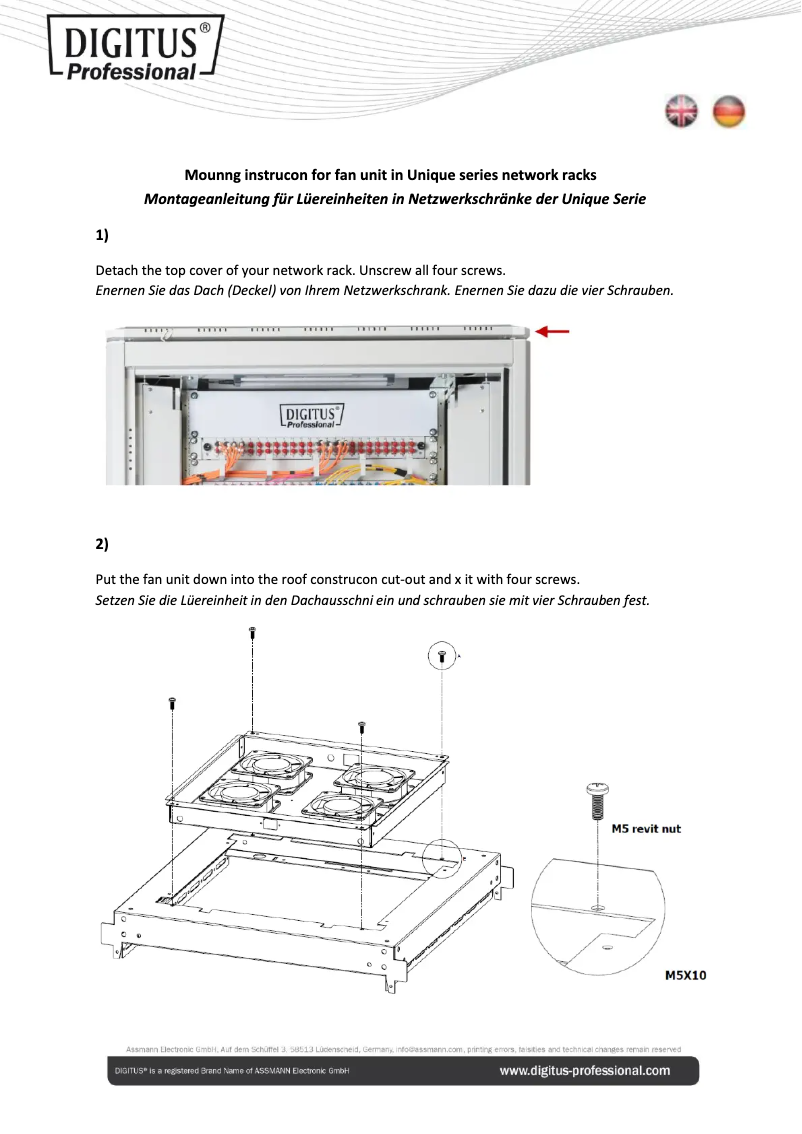 Página 1 del manual Manual de usuario Digitus DN-19 FAN-4-B-N