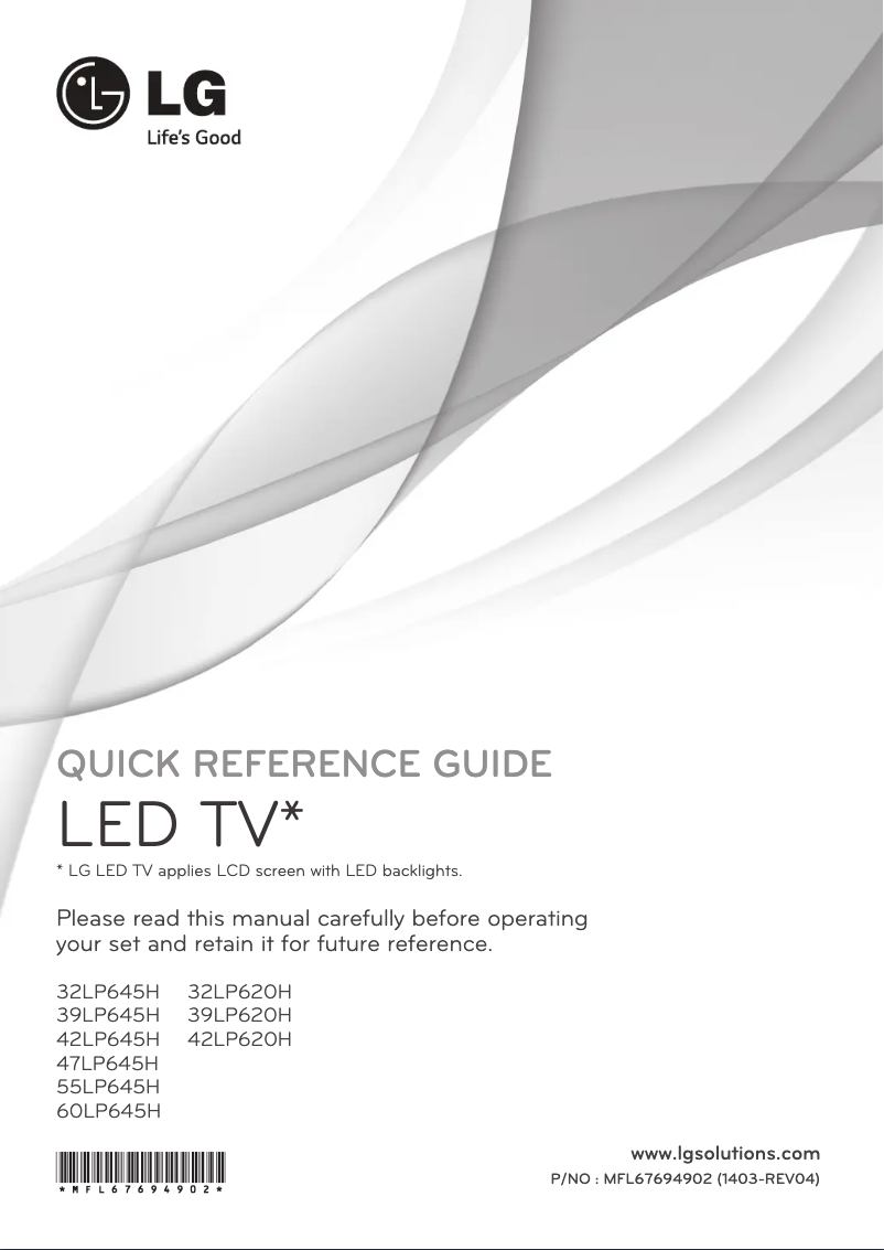 Page 1 de la notice Manuel utilisateur LG 47LP645H