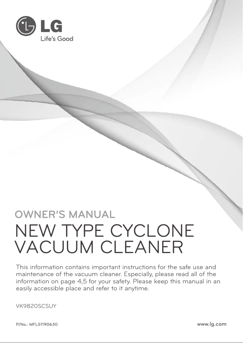 Page n°1 - Manuel utilisateur LG VK9820SCSUY